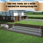 Przydomowa oczyszczalnia biologiczna EKO-BIO 1500 l do 3 osób z drenażem 20 mb