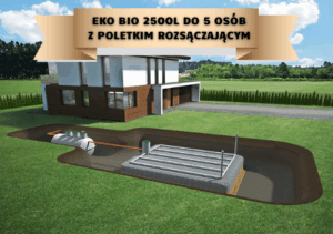 Przydomowa oczyszczalnia biologiczna EKO-BIO 2500 l do 5 osób z poletkiem rozsączającym