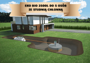 Przydomowa oczyszczalnia biologiczna EKO-BIO 2500 l do 5 osób ze studnią chłonną
