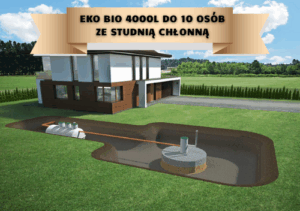 Przydomowa oczyszczalnia biologiczna EKO-BIO 4000 l do 10 osób ze studnią chłonną