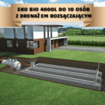 Przydomowa oczyszczalnia biologiczna EKO-BIO 4000 l do 10 osób z drenażem rozsączającym 40 mb