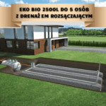 Przydomowa oczyszczalnia biologiczna EKO-BIO 2500 l do 5 osób z drenażem 30 mb